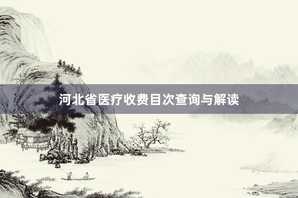河北省医疗收费目次查询与解读