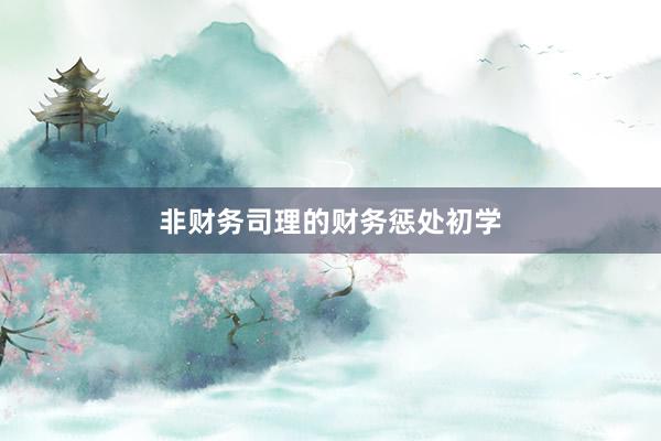 非财务司理的财务惩处初学